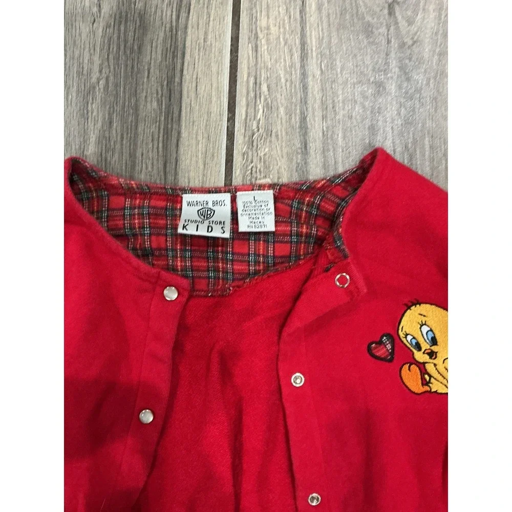 Warner Bros. Kids Tweety Bird Red Snap Cardigan Sweater Girls Size 4-5 Looney
